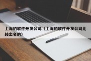 上海的软件开发公司（上海的软件开发公司比较出名的）