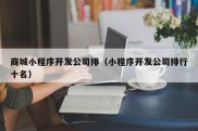 商城小程序开发公司排（小程序开发公司排行十名）