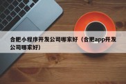 合肥小程序开发公司哪家好（合肥app开发公司哪家好）