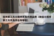 抚州第三方小程序开发代理品牌（微信小程序第三方开发平台有哪些）