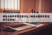 微信小程序开发注意什么（微信小程序开发注意什么事项）