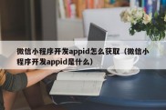 微信小程序开发appid怎么获取（微信小程序开发appid是什么）