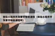 微信小程序开发要学哪些课程（微信小程序开发要学哪些课程呢）