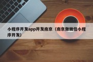 小程序开发app开发南京（南京做微信小程序开发）